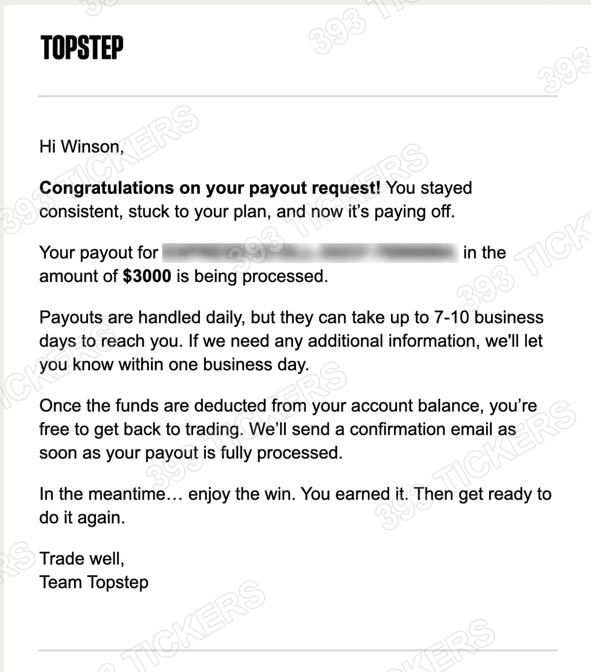 Payout or account result