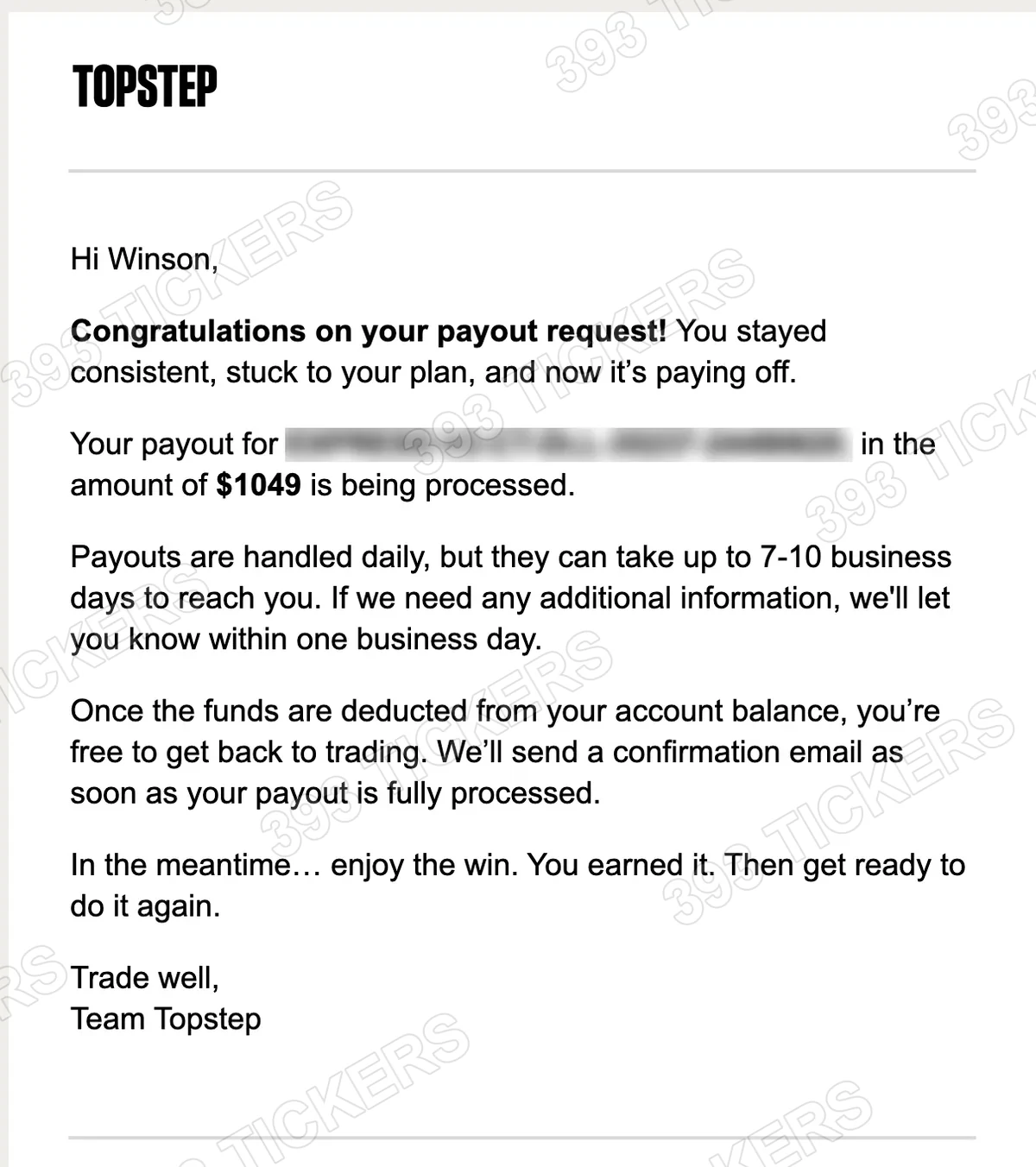 Payout or account result
